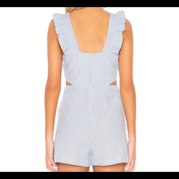 Striped cutout ruffle sleeve playsuit romper - Picture 3 of 11